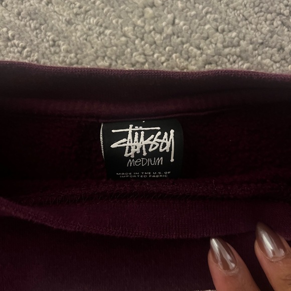 Stussy Men's Burgundy Sweater with Camouflage 'S' - Picture 6 of 6